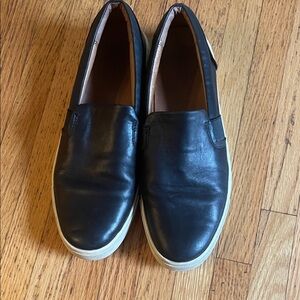 Frye Black Leather Slip-On Flats